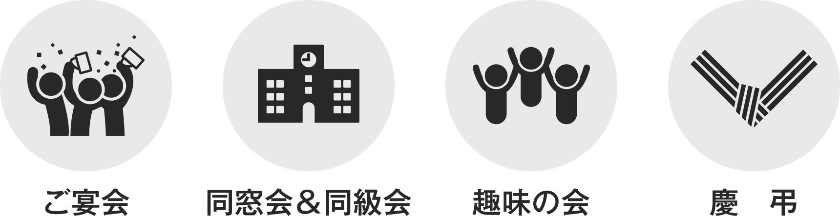ご宴会 同窓会&同級会 趣味の会 慶弔